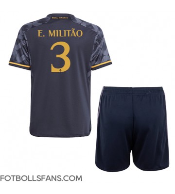 Real Madrid Eder Militao #3 Replika Bortatröja Barn 2023-24 Kortärmad (+ Korta byxor)